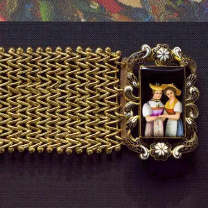 Late Georgian Pinchbeck and Swiss Enamel Bracelet