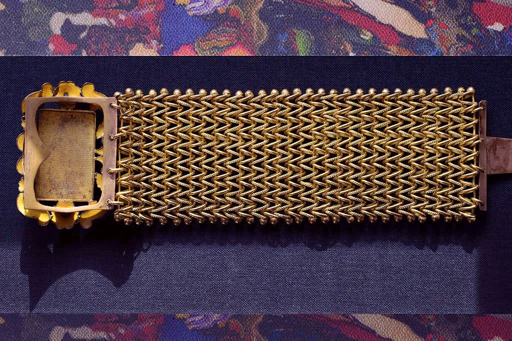 Late Georgian Pinchbeck and Swiss Enamel Bracelet