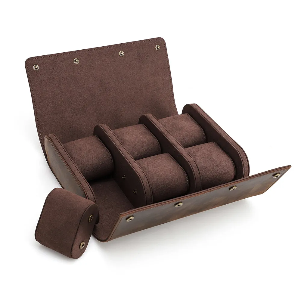 Leather 8-Slot Portable Watch Roll Travel Case