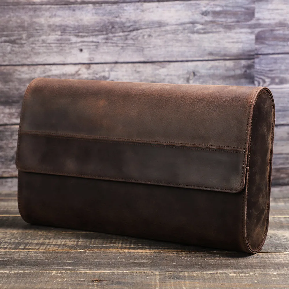 Leather 8-Slot Portable Watch Roll Travel Case