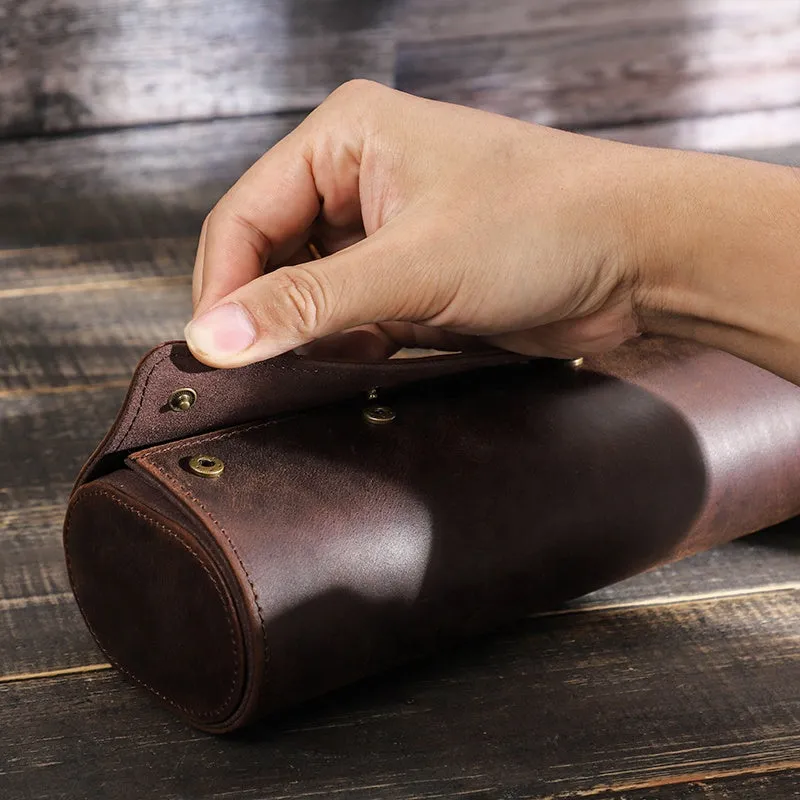 Leather Portable Watch Roll Travel Case for 4 Watches