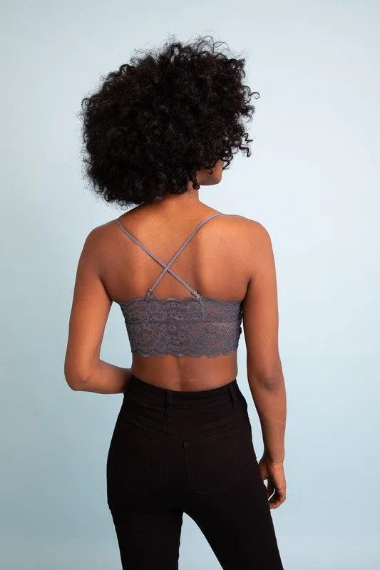 Leto Accessories Wide Lace Bandeau