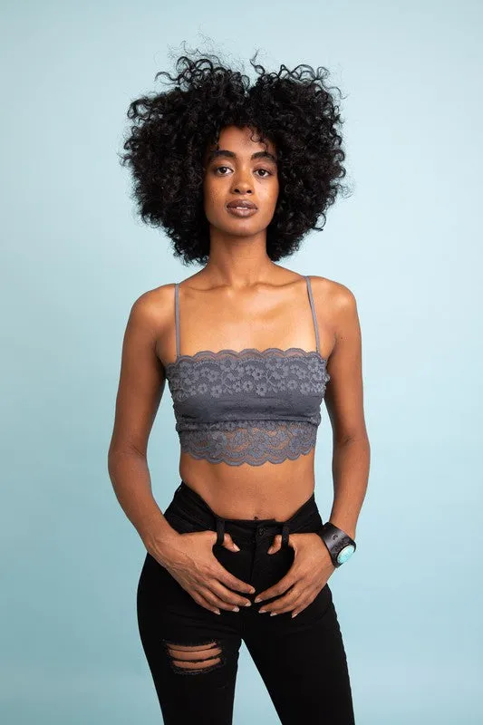 Leto Accessories Wide Lace Bandeau