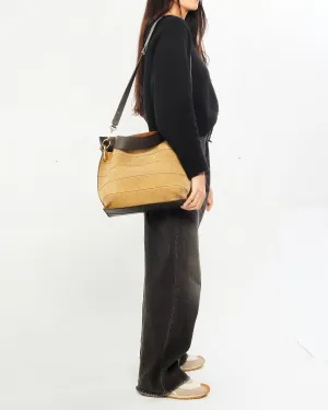 Loewe Brown Stitched Suede Shoulder Bag With Strap
