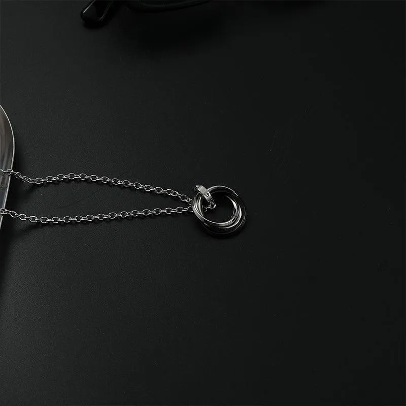 Long Metal Ring Pendant Necklace