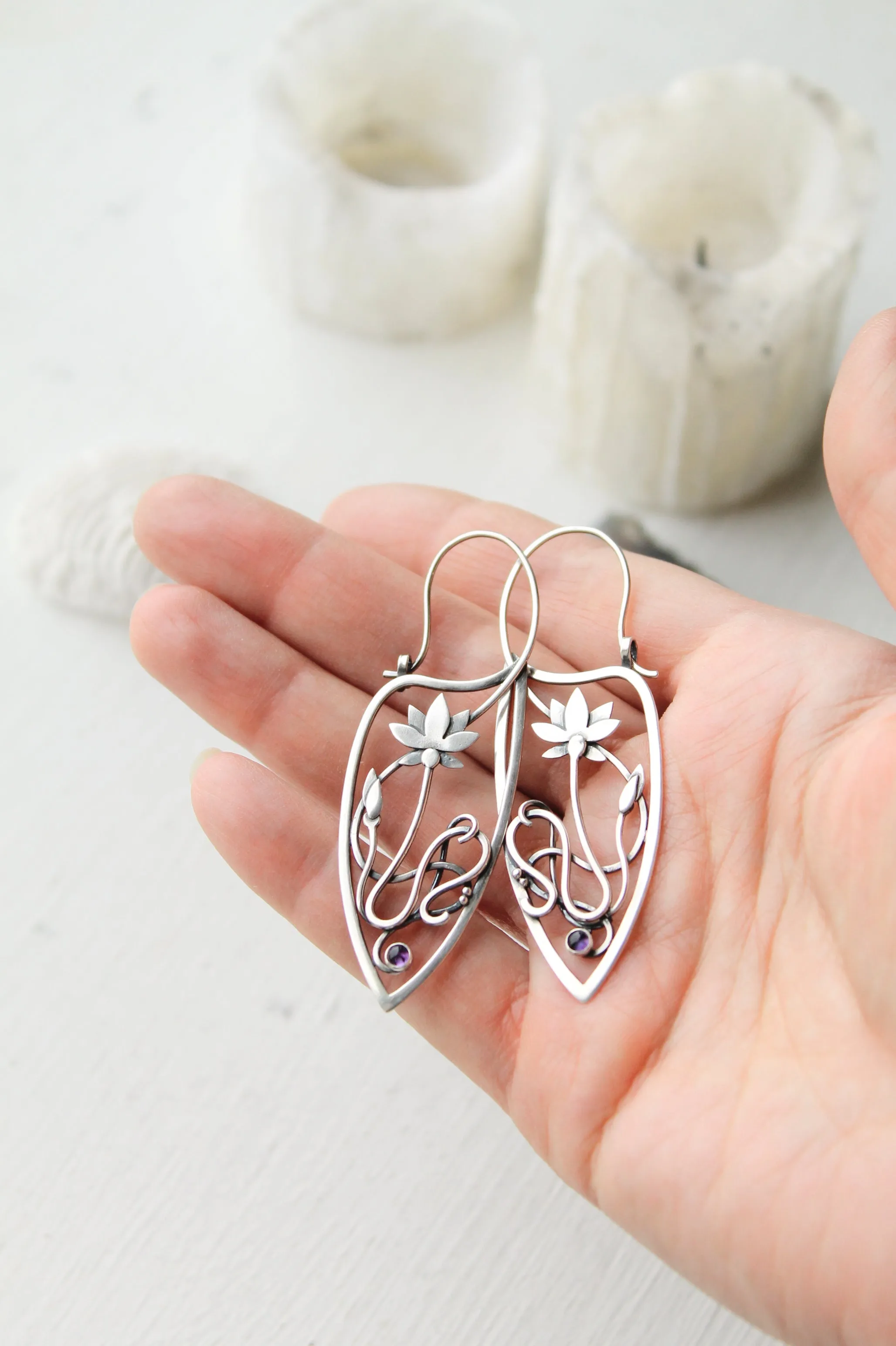 Lotus flower earrings for wedding Bridal jewelry