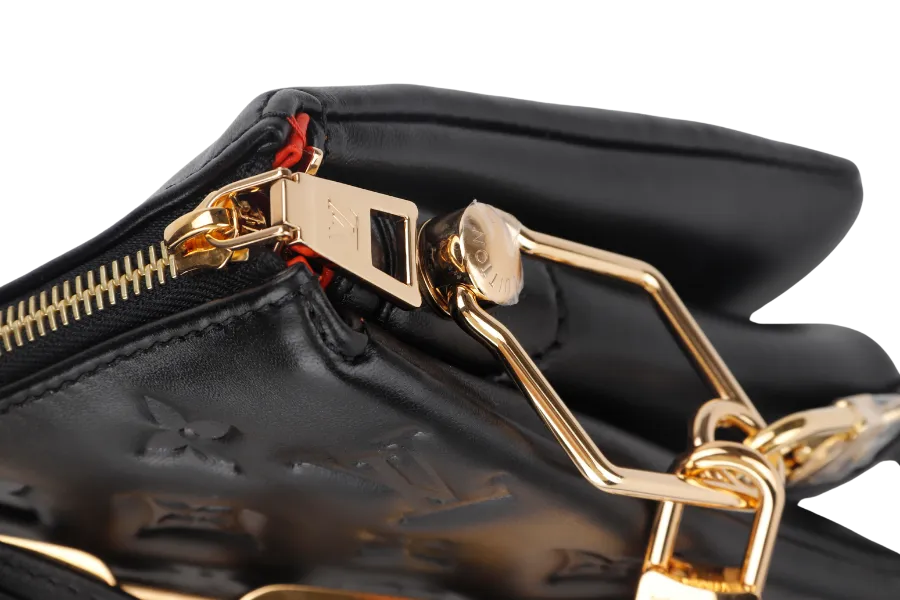 LOUIS VUITTON COUSSIN BB NOIR MONOGRAM EMBOSSED PUFFY LAMBSKIN (M21259) GOLD HARDWARE WITH CHAIN, STRAP, DUST COVER AND BOX