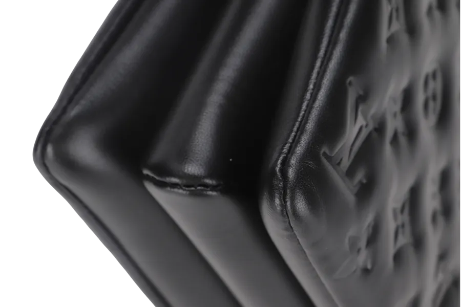 LOUIS VUITTON COUSSIN BB NOIR MONOGRAM EMBOSSED PUFFY LAMBSKIN (M21259) GOLD HARDWARE WITH CHAIN, STRAP, DUST COVER AND BOX