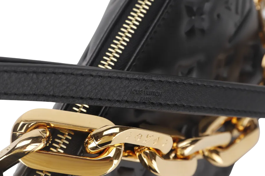 LOUIS VUITTON COUSSIN BB NOIR MONOGRAM EMBOSSED PUFFY LAMBSKIN (M21259) GOLD HARDWARE WITH CHAIN, STRAP, DUST COVER AND BOX