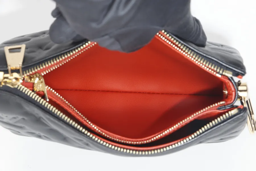 LOUIS VUITTON COUSSIN BB NOIR MONOGRAM EMBOSSED PUFFY LAMBSKIN (M21259) GOLD HARDWARE WITH CHAIN, STRAP, DUST COVER AND BOX