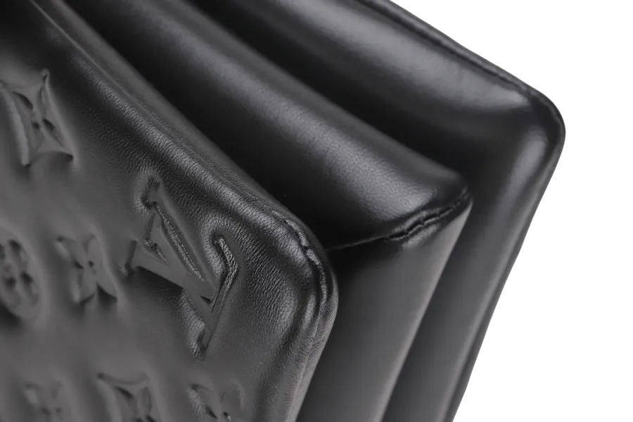 LOUIS VUITTON COUSSIN BB NOIR MONOGRAM EMBOSSED PUFFY LAMBSKIN (M21259) GOLD HARDWARE WITH CHAIN, STRAP, DUST COVER AND BOX