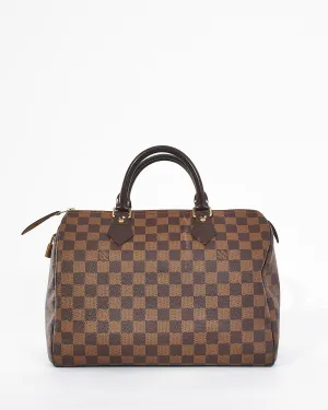 Louis Vuitton Damier Ebene Canvas Speedy 30 Bag