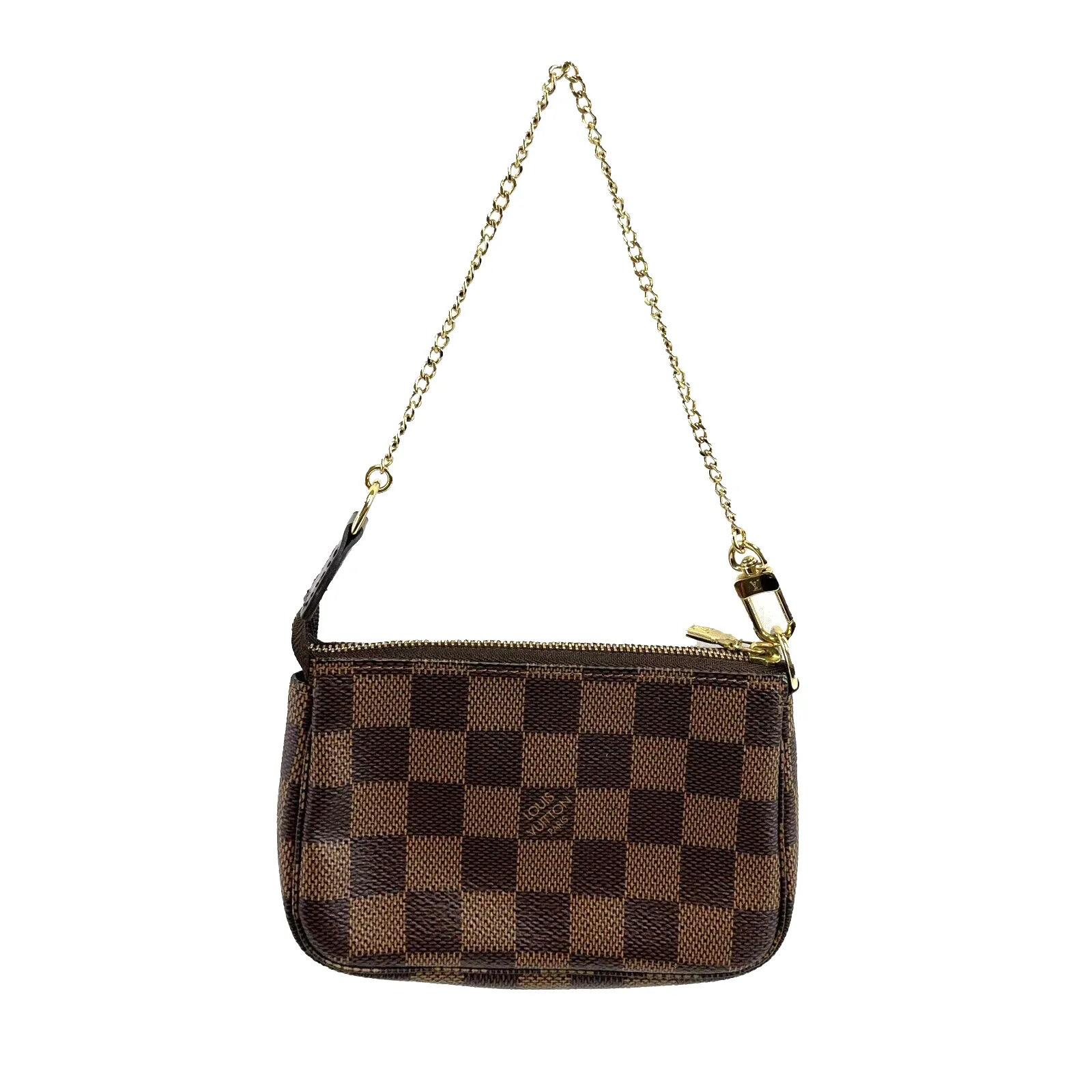 Louis Vuitton Mini Pochette Damier Ebene Brown Accessories