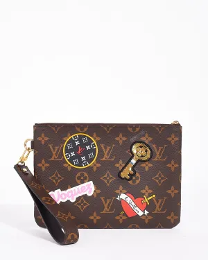 Louis Vuitton Monogram Canvas Patches City Wristlet Pouch Bag