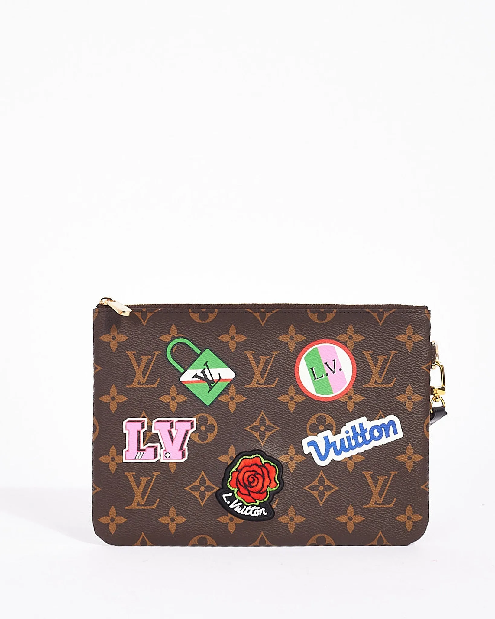 Louis Vuitton Monogram Canvas Patches City Wristlet Pouch Bag
