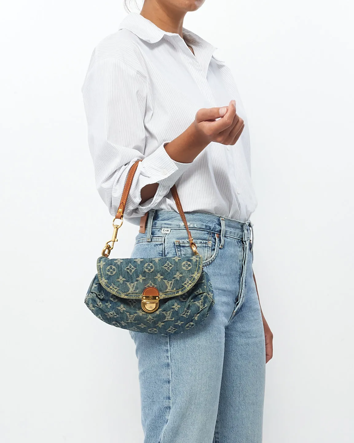 Louis Vuitton Monogram Denim Mini Pleaty Shoulder Bag