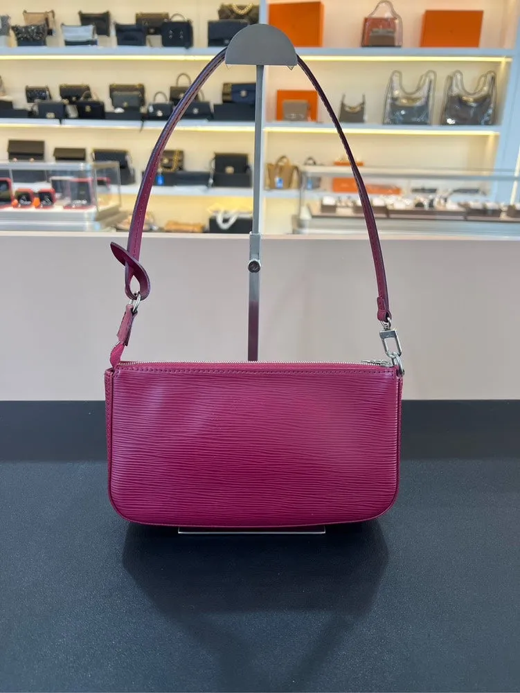 Louis Vuitton Pochette Accessories Epi Fuchsia Handbag