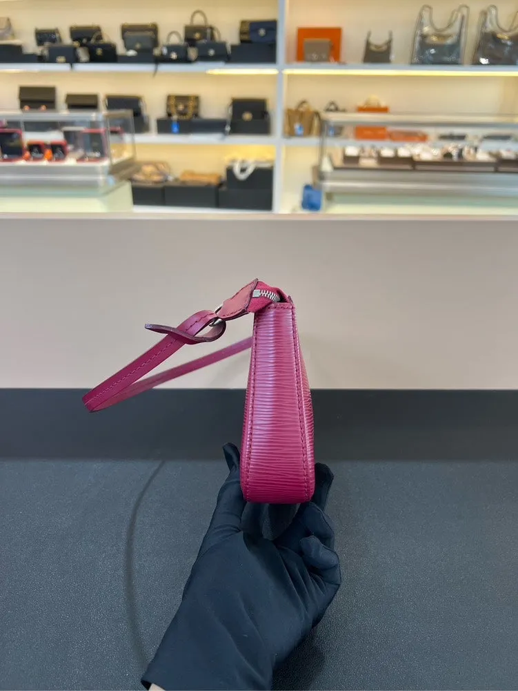 Louis Vuitton Pochette Accessories Epi Fuchsia Handbag