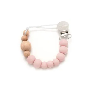 LouLou LOLLIPOP Colour Block Silicone & Wood Pacifier Clip (Pink Quartz)