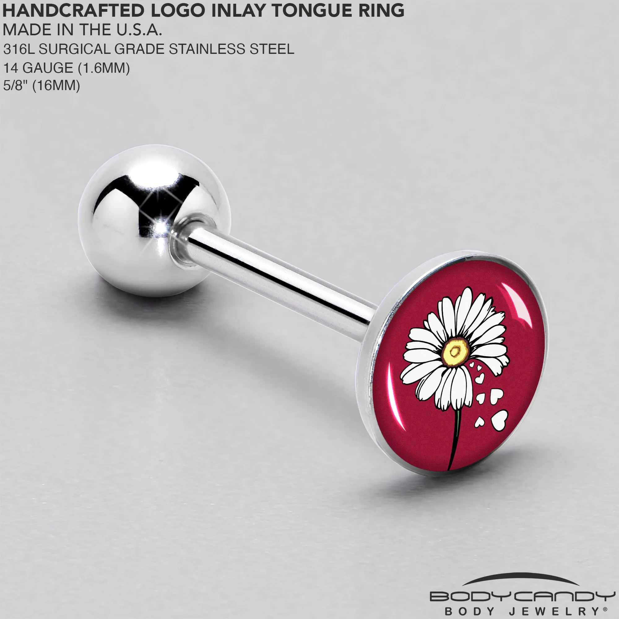 Love Me Not Flower Barbell Tongue Ring