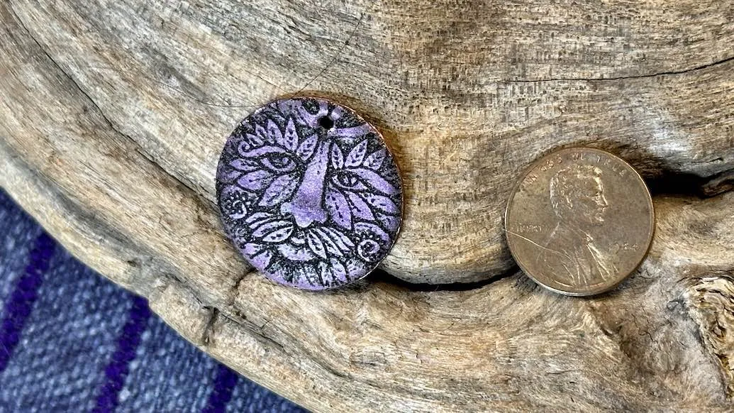 Luster Pendant by Allegory Gallery — Green Man - Phoenician Purple