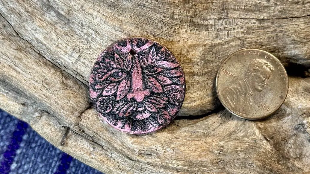 Luster Pendant by Allegory Gallery — Green Man - Venetian Red