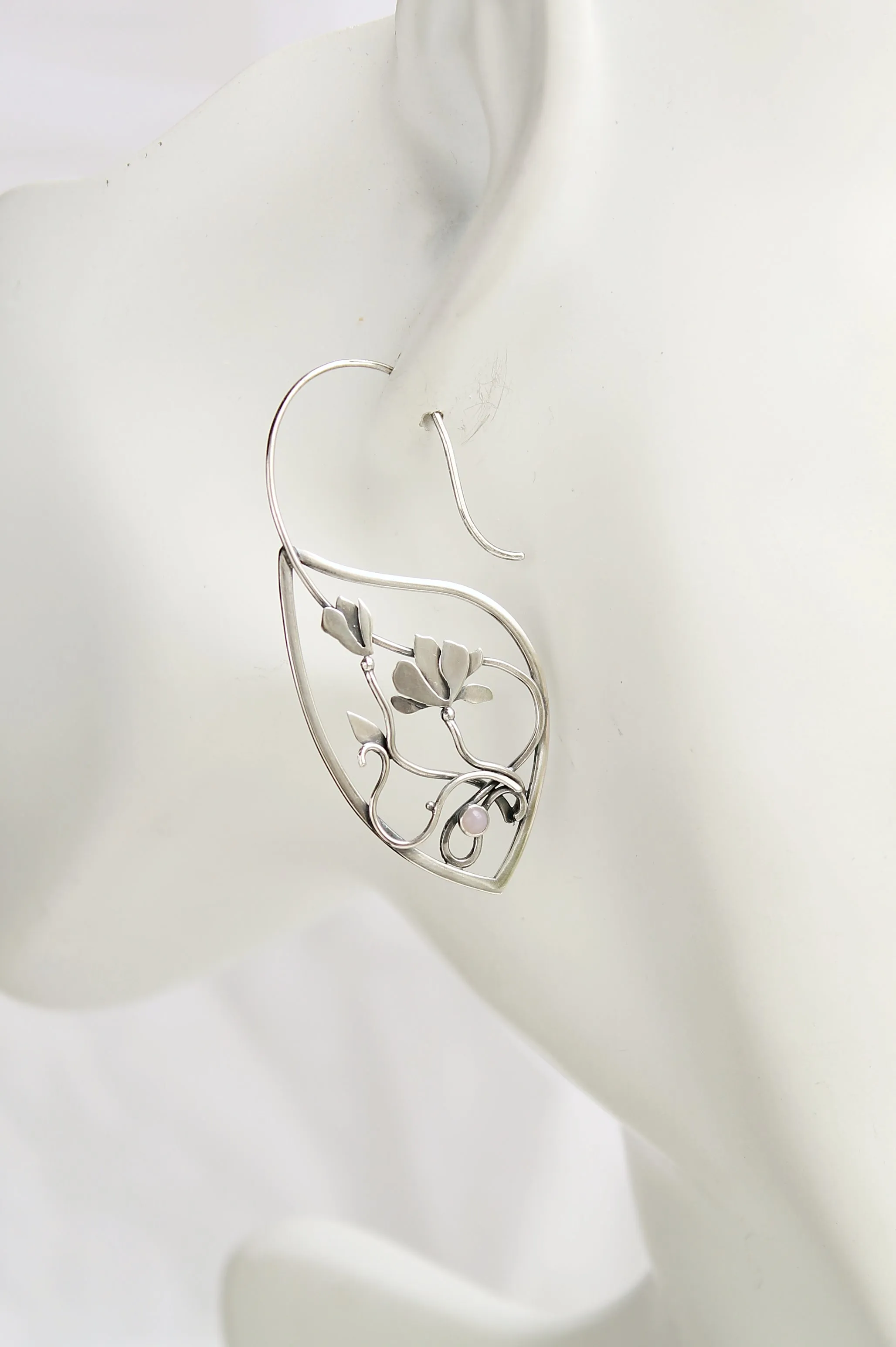 Magnolia flower earrings Design jewelry