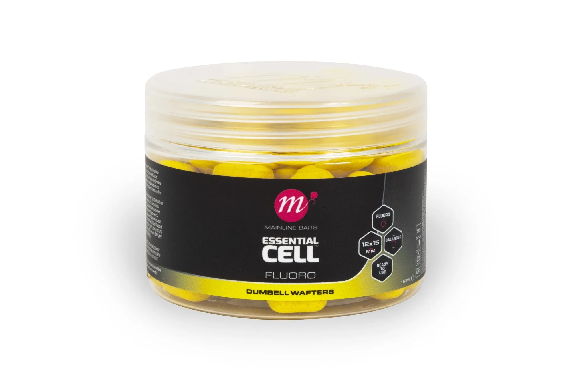 Mainline Essential Cell Fluoro Dumbell Wafters 12 x 15mm Yellow