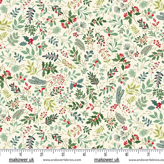 Makower | Enchanted | Christmas Yuletide Foliage | Cream
