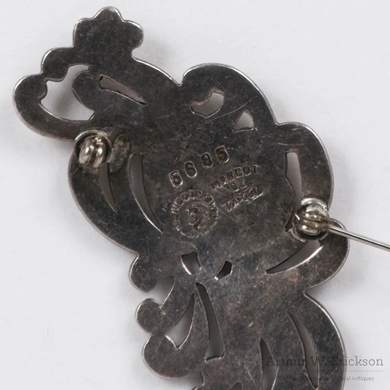 Margot De Taxco Enamel and Silver Pin