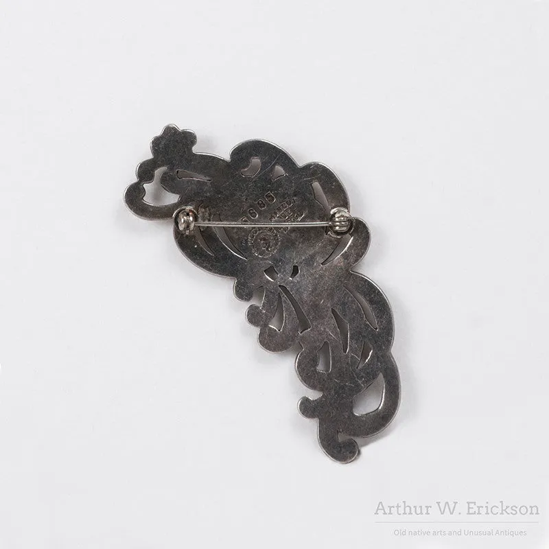 Margot De Taxco Enamel and Silver Pin