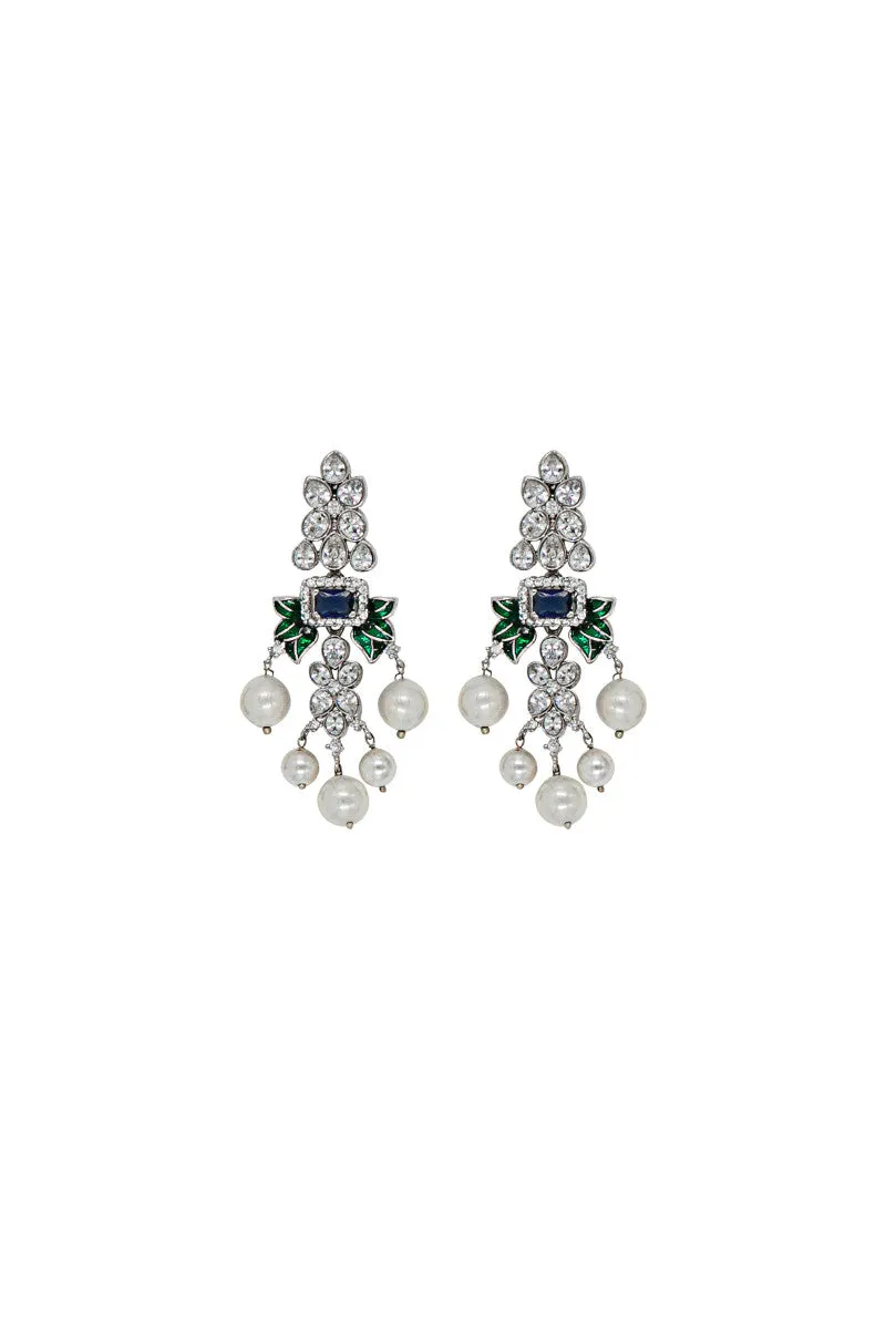 Maria B Jewelry | Zircon Fine Jewelry | JER-026-Blue sapphire & Emerald green