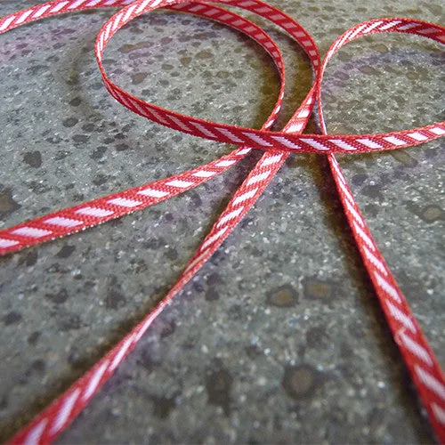 May Arts Ribbon : Diagonal Stripes - Red / White