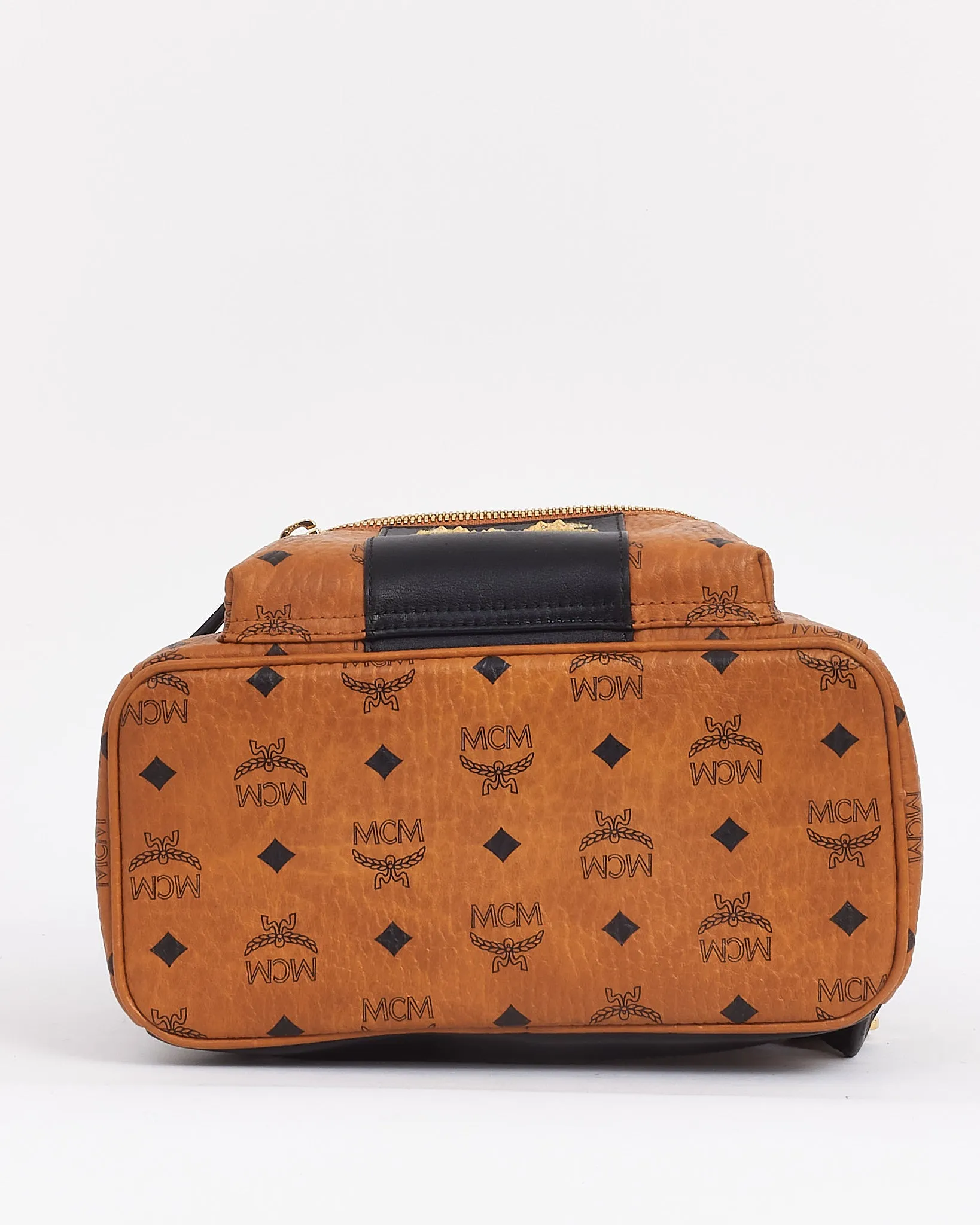 MCM Tan Leather Logo Visetos Small Backpack