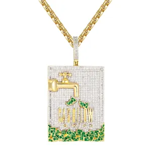 Mens Cash Flow Icy Money Dollar Green Bill Custom Pendant