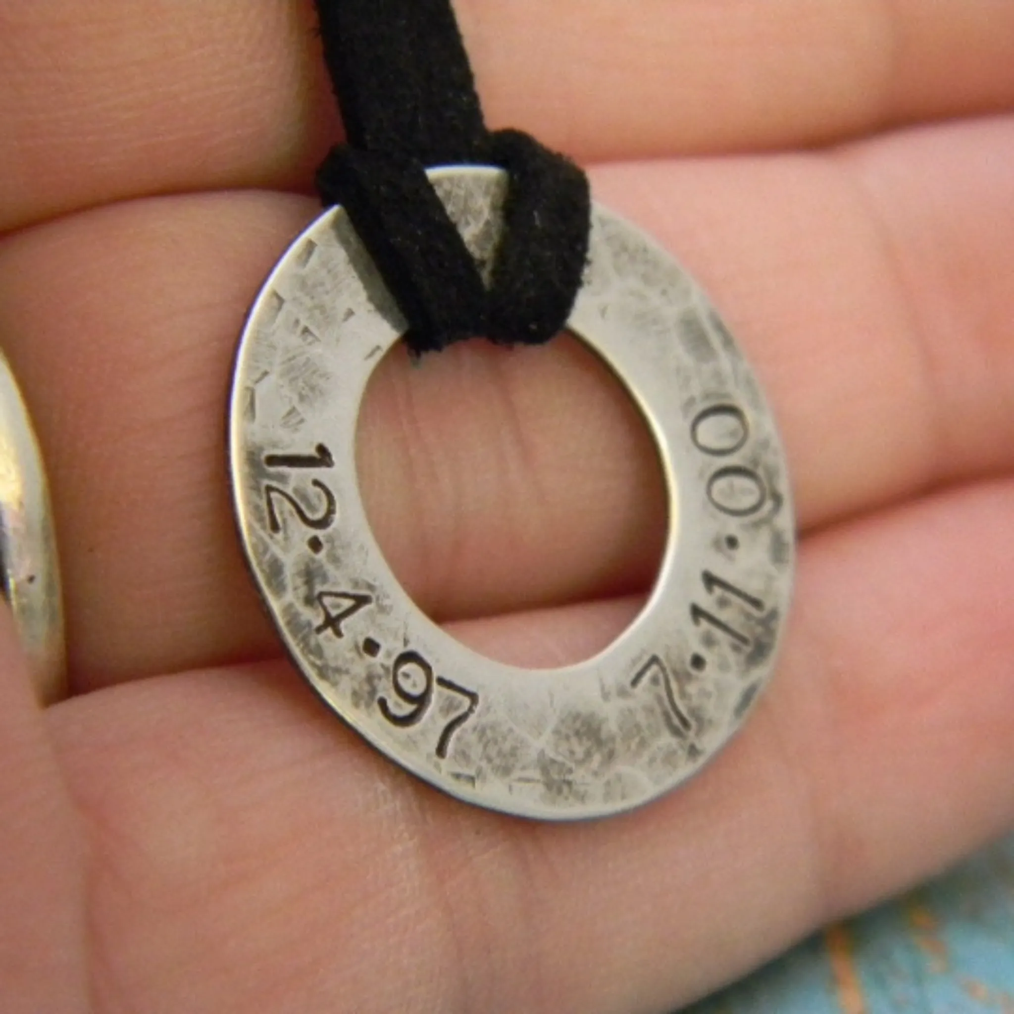 Men's Personalized Washer Necklace - Sterling Silver - Daddy Necklace
