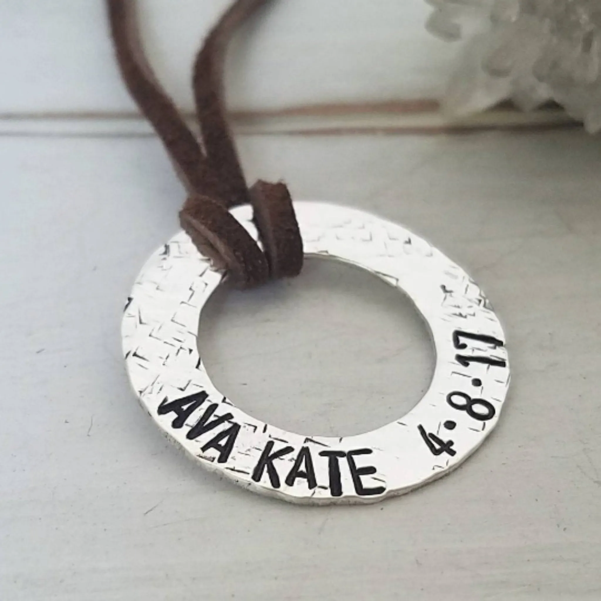 Men's Personalized Washer Necklace - Sterling Silver - Daddy Necklace