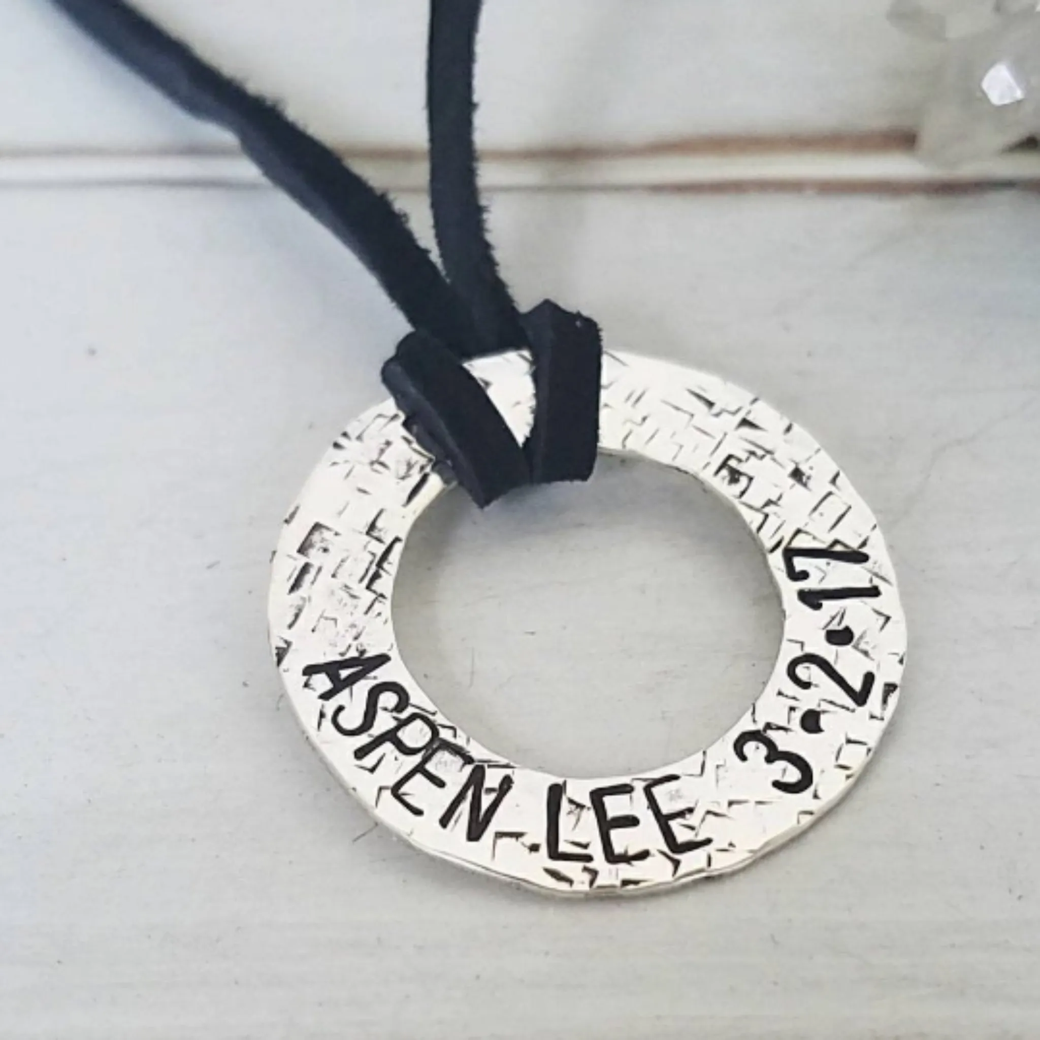 Men's Personalized Washer Necklace - Sterling Silver - Daddy Necklace