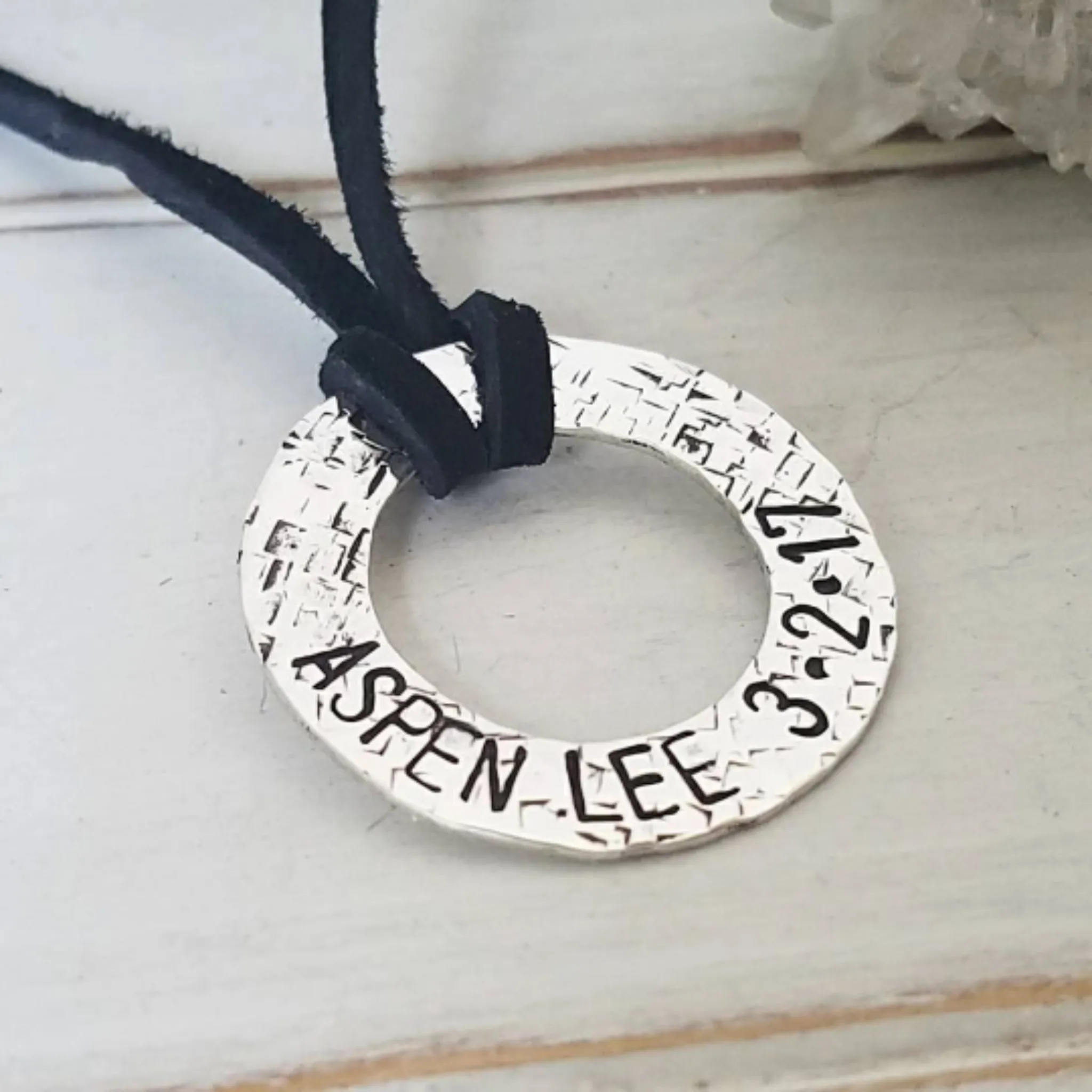 Men's Personalized Washer Necklace - Sterling Silver - Daddy Necklace