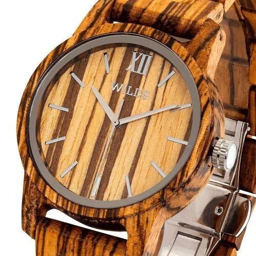 Men's Wood Watch Handmade Zebra Timepiece