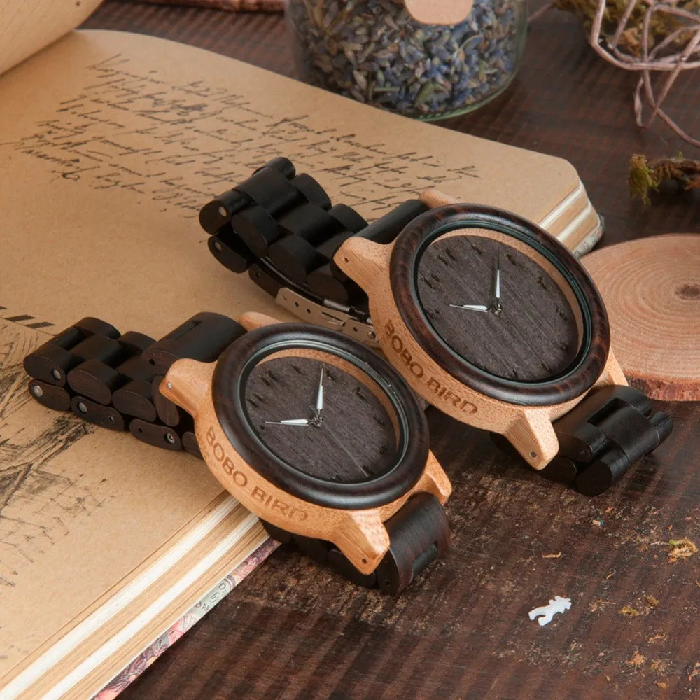 Men's/Women's Couple's Arabic Numerals Ebony Band Wooden Watches in Gift Box