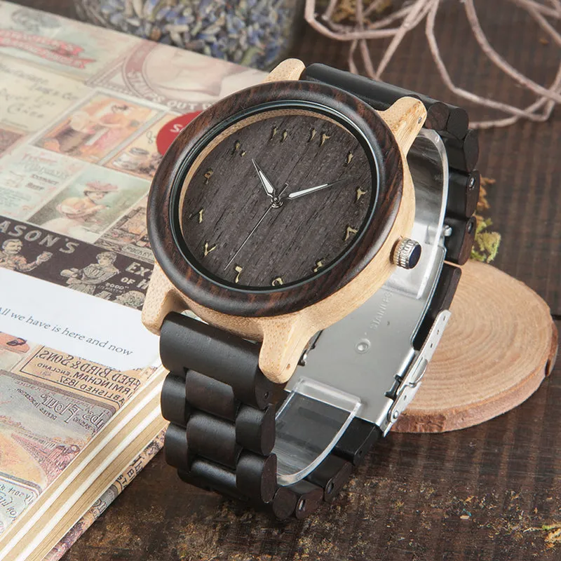 Men's/Women's Couple's Arabic Numerals Ebony Band Wooden Watches in Gift Box