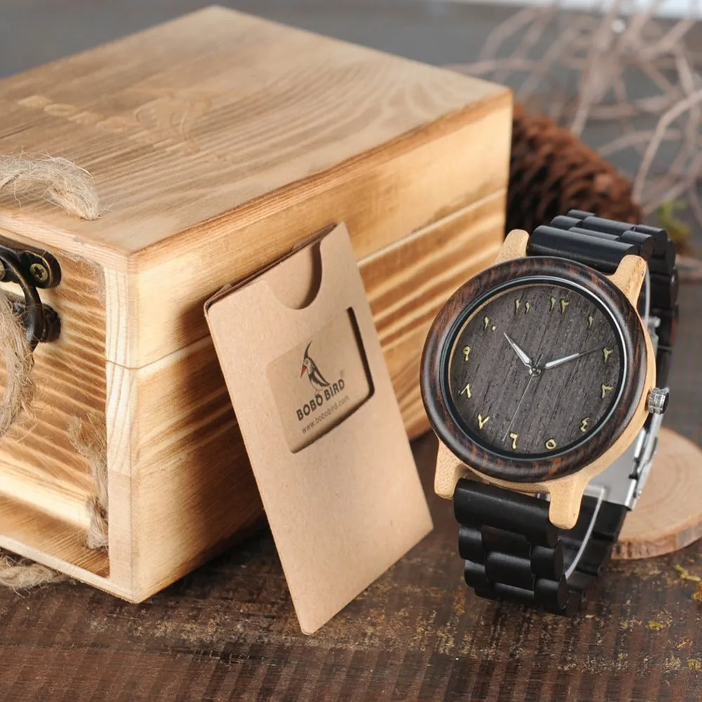 Men's/Women's Couple's Arabic Numerals Ebony Band Wooden Watches in Gift Box