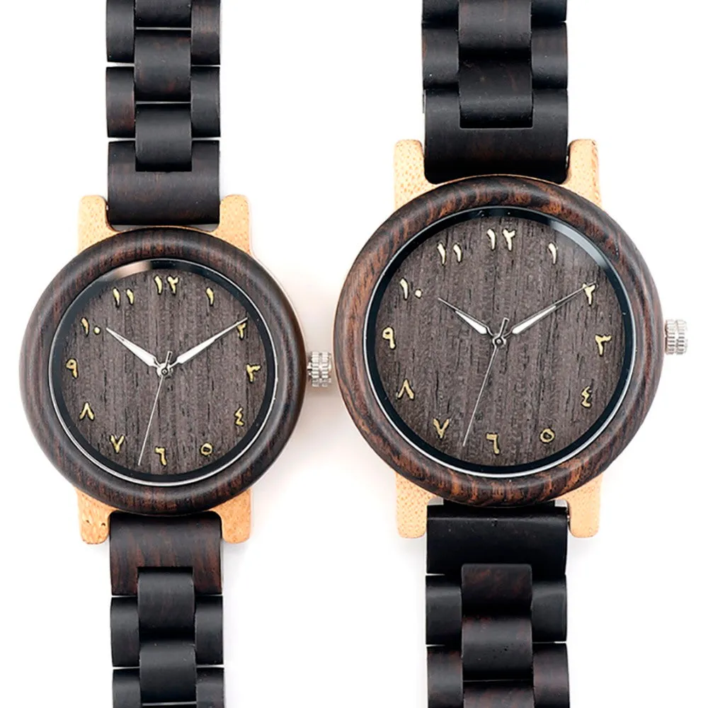 Men's/Women's Couple's Arabic Numerals Ebony Band Wooden Watches in Gift Box