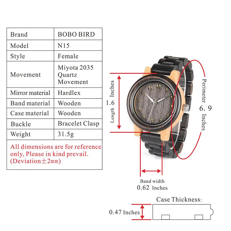 Men's/Women's Couple's Arabic Numerals Ebony Band Wooden Watches in Gift Box