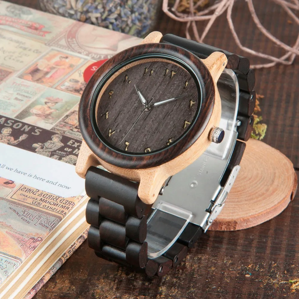 Men's/Women's Couple's Arabic Numerals Ebony Band Wooden Watches in Gift Box