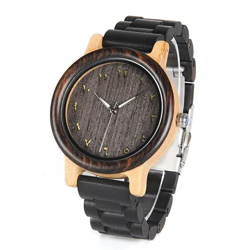 Men's/Women's Couple's Arabic Numerals Ebony Band Wooden Watches in Gift Box