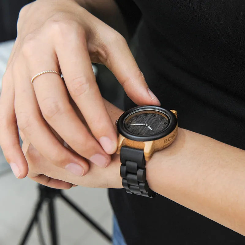 Men's/Women's Couple's Arabic Numerals Ebony Band Wooden Watches in Gift Box