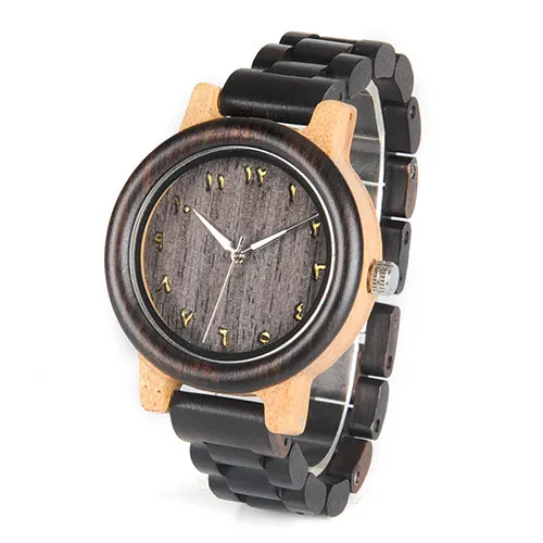 Men's/Women's Couple's Arabic Numerals Ebony Band Wooden Watches in Gift Box