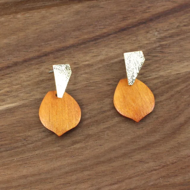 Metal and Wood Earrings